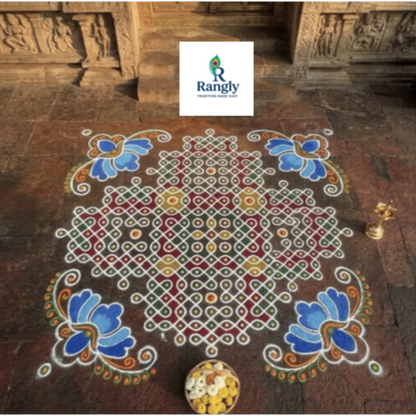 Biggest Floral Corner Kolam Stencil :40 Inch: WJ4009 -Rangly