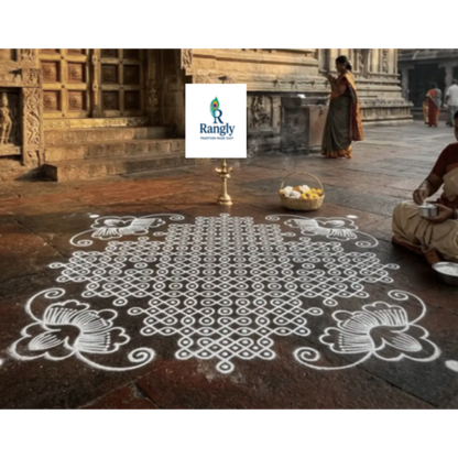 Biggest Floral Corner Kolam Stencil :40 Inch: WJ4009 -Rangly