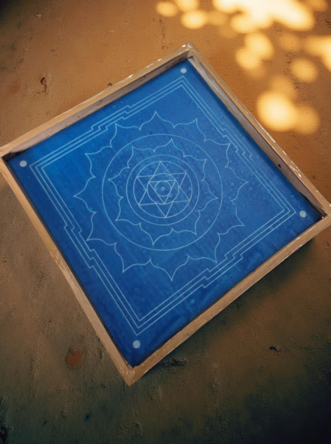 Rangly Sri Yantra Model 5  Rangoli Stencil Wooden 13x13 Inches Pack of 1 piece