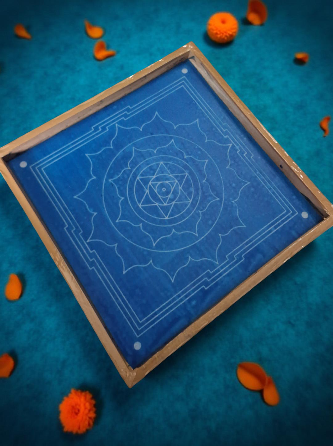 Rangly Sri Yantra Model 5  Rangoli Stencil Wooden 13x13 Inches Pack of 1 piece