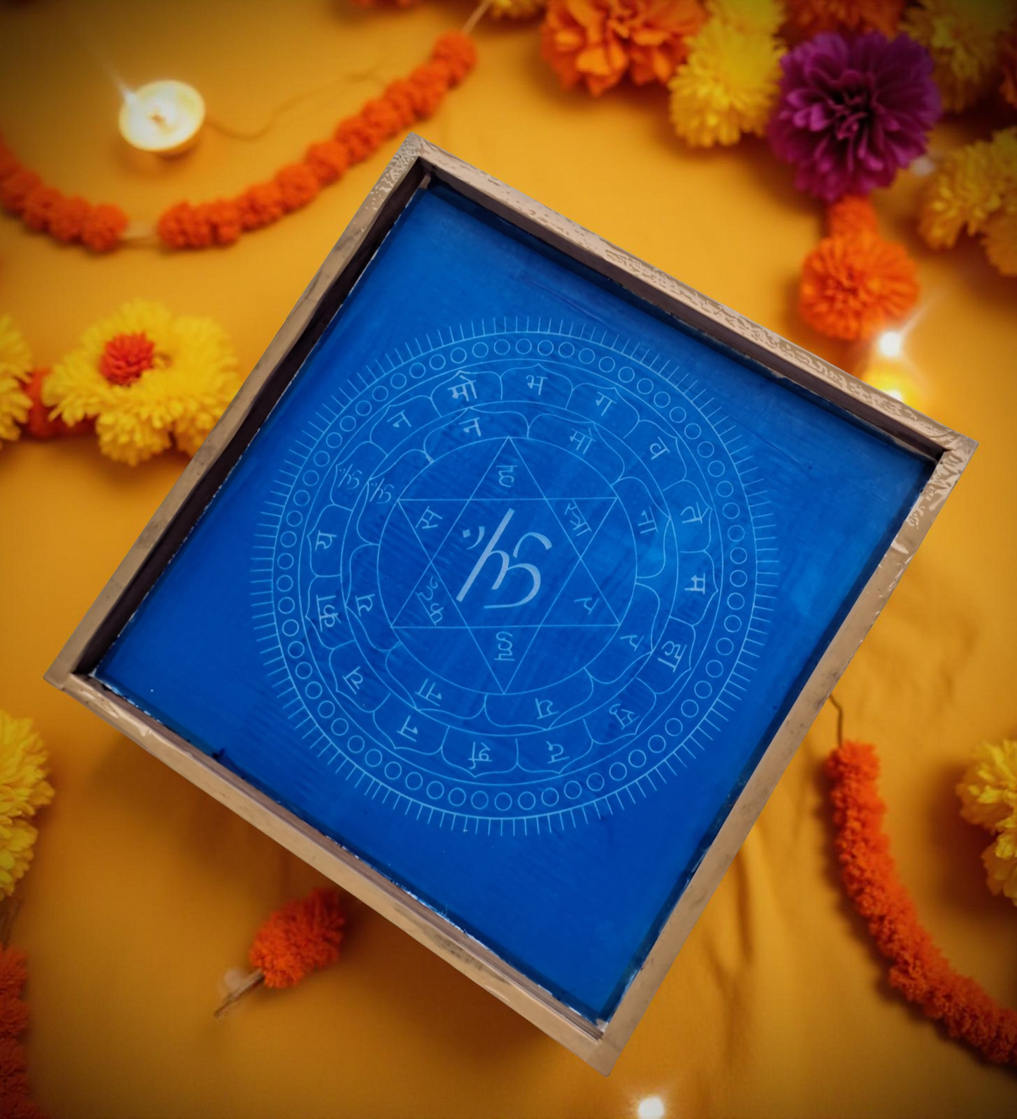 Rangly Sri Yantra Model 7  Rangoli Stencil Wooden 12x12 Inches Pack of 1 piece