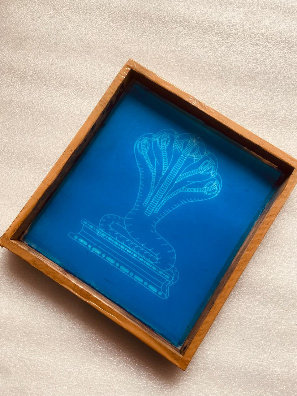 Rangly Naga Rangoli Snake Pattern 2 Stencil Wooden 10x10 Inches Pack of 1 piece