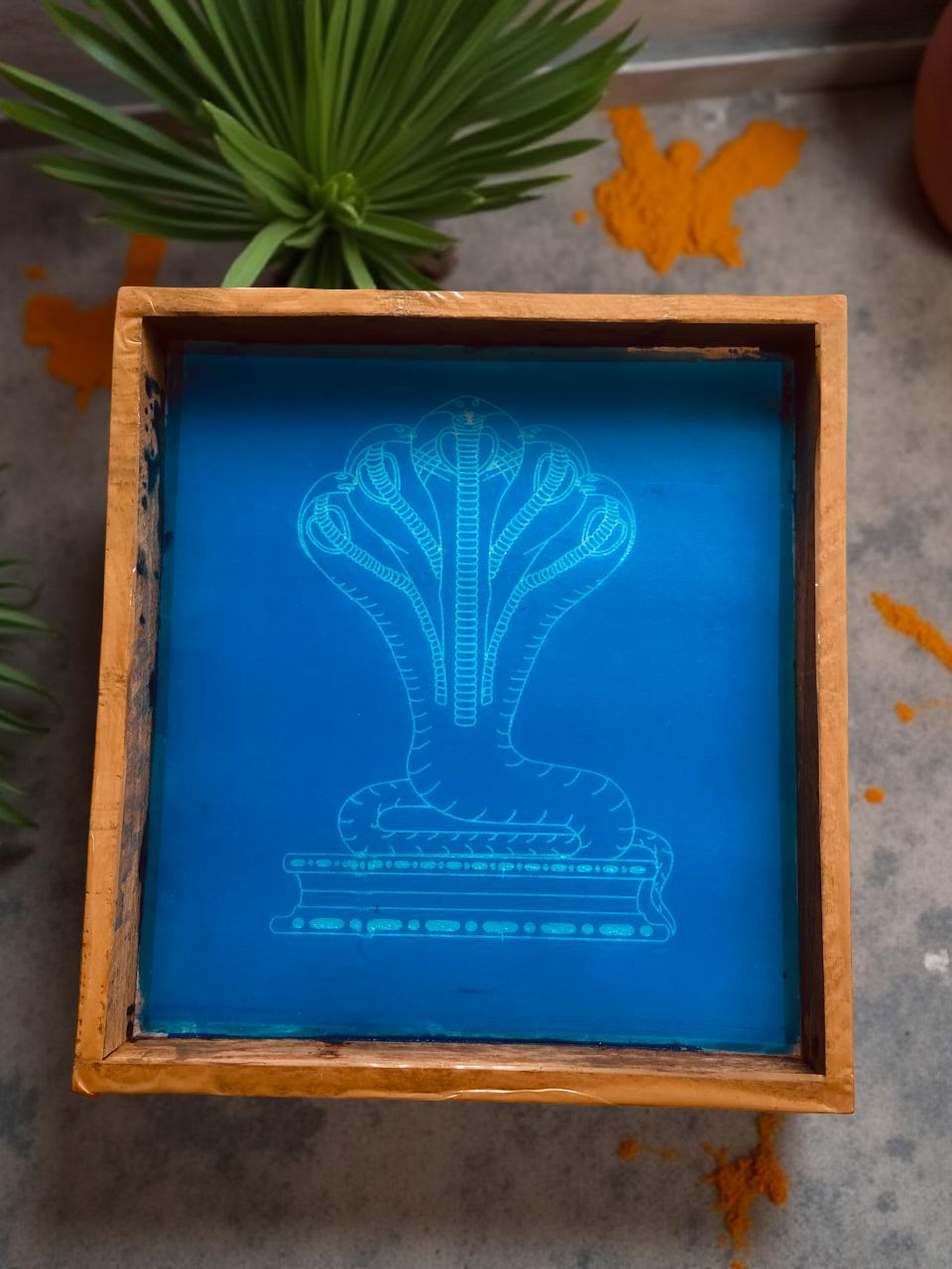 Rangly Naga Rangoli Snake Pattern 2 Stencil Wooden 10x10 Inches Pack of 1 piece