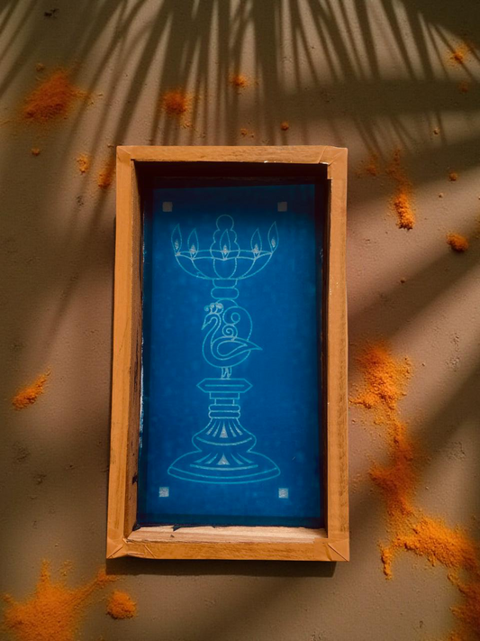 Rangly Peacock Kuthu Vilaku Rangoli Stencil Wooden 9x5 Inches Pack of 1 piece