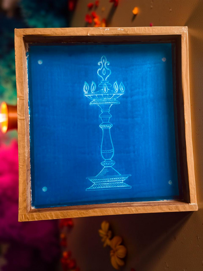 Rangly Kuthu Vilaku Rangoli Stencil Wooden 10x10 Inches Pack of 1 piece