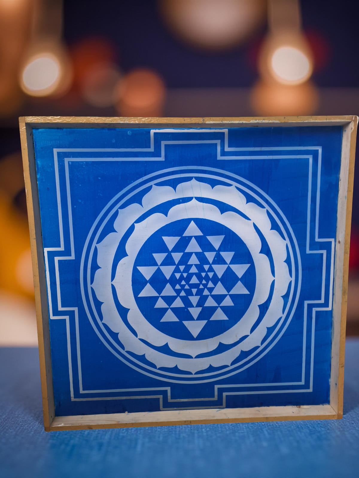 Rangly Jumbo Rangoli Sri Yantra Stencil Wooden 40x40 Inches Pack of 1 piece