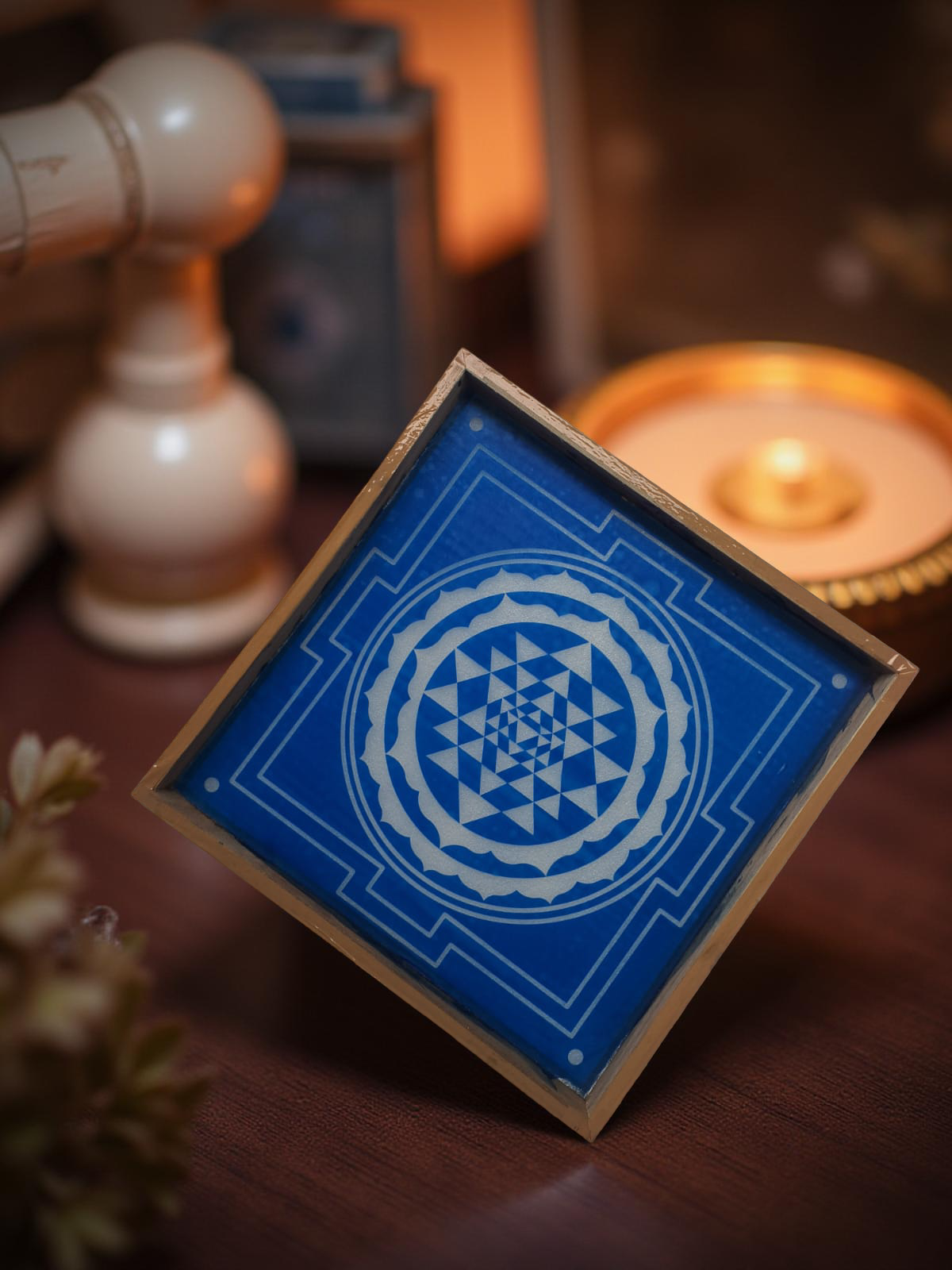 Rangly Sri Chakra Yantra  Rangoli Stencil Wooden 13x13 Inches Pack of 1 piece