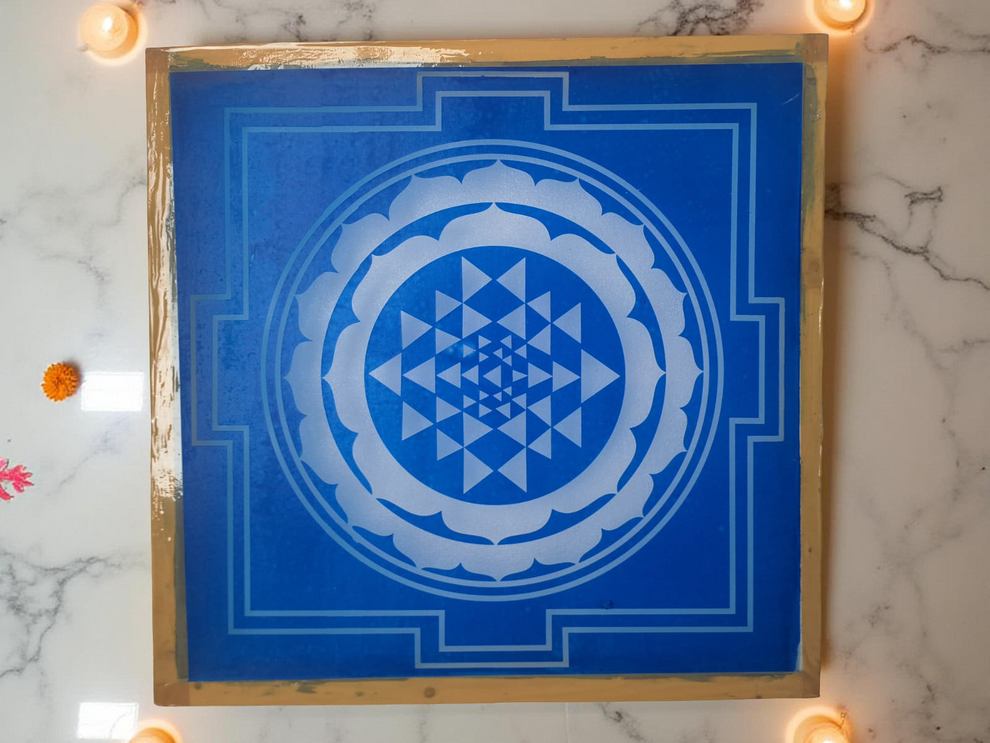 Rangly jumbo Sri Chakra Yantra Rangoli Stencil Wooden 16x16 Inches Pac