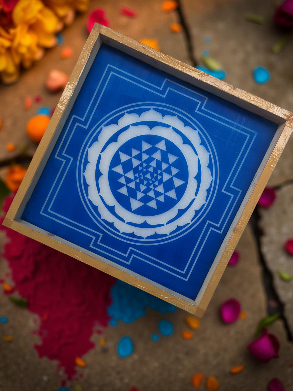 Rangly jumbo Sri Chakra Yantra Rangoli Stencil Wooden 20x20 Inches Pack ...