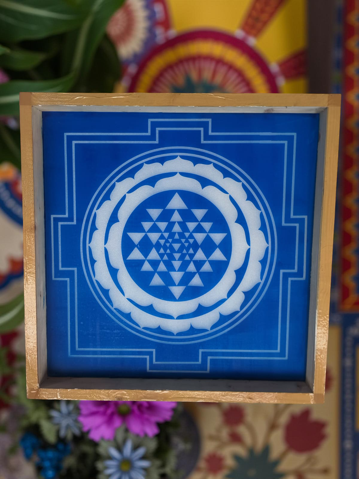 Rangly jumbo Sri Chakra Yantra  Rangoli Stencil Wooden 20*20 Inches Pack of 1 piece