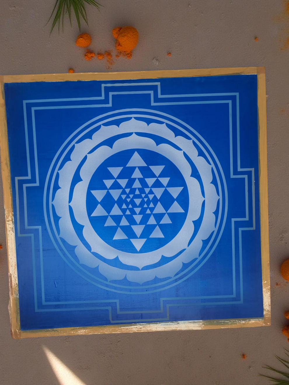 Rangly jumbo Sri Chakra Yantra Rangoli Stencil Wooden 24x24 Inches Pack ...