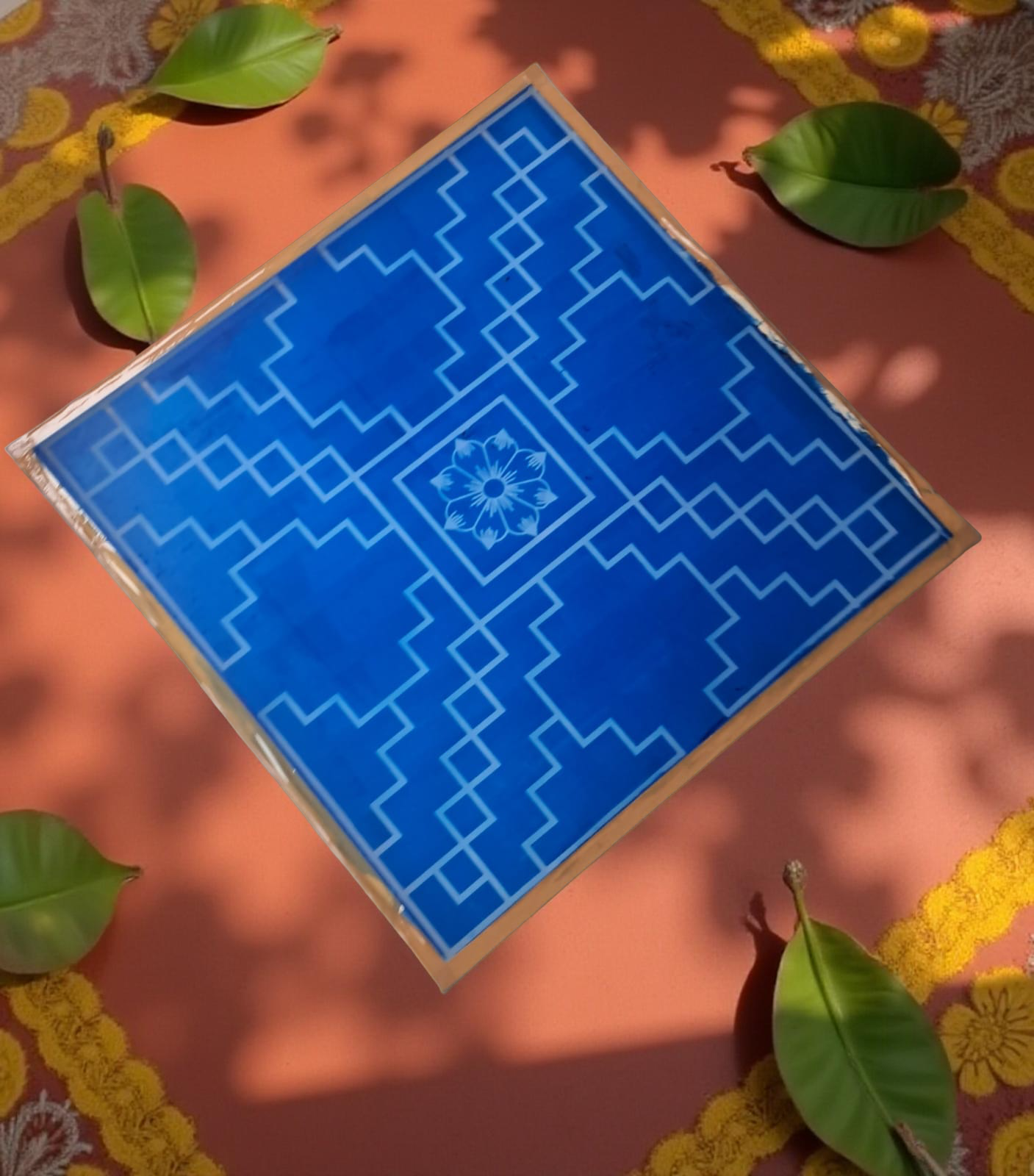 Rangly Jumbo Sarvabhotra Mandala Yantra Rangoli Stencil Wooden 30x30 Inches Pack of 1 piece