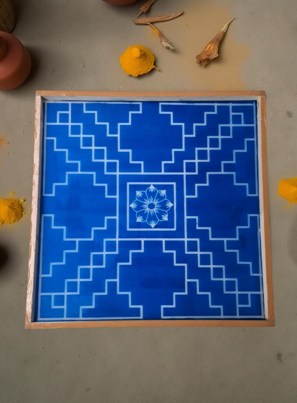 Rangly Jumbo Sarvabhotra Mandala Yantra Rangoli Stencil Wooden 30x30 Inches Pack of 1 piece