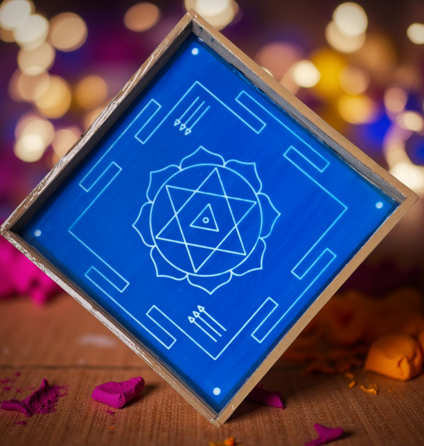 Rangly Shyama kali yantra Rangoli Stencil Wooden 13x13 Inches Pack of 1 piece