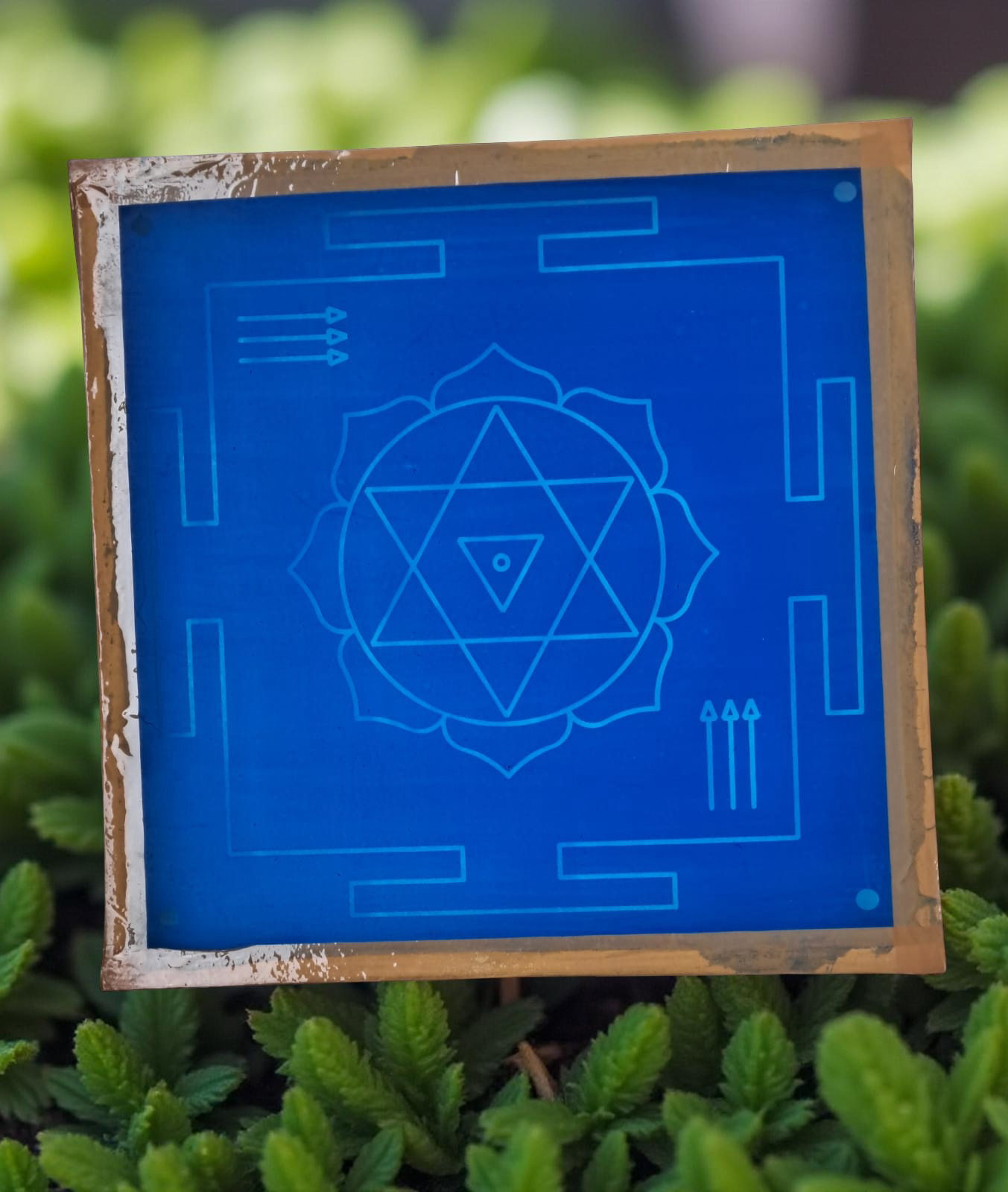 Rangly Shyama kali yantra Rangoli Stencil Wooden 13x13 Inches Pack of 1 piece