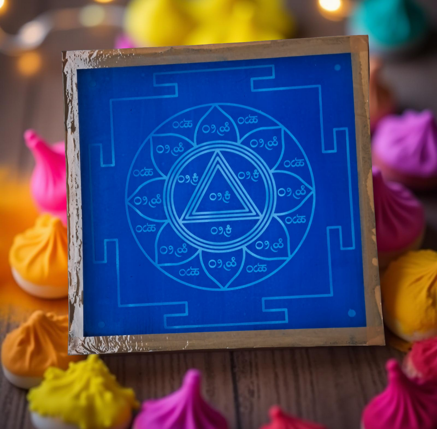 Rangly Siddha kali Yantra Rangoli Stencil Wooden 13x13 Inches Pack of 1 piece