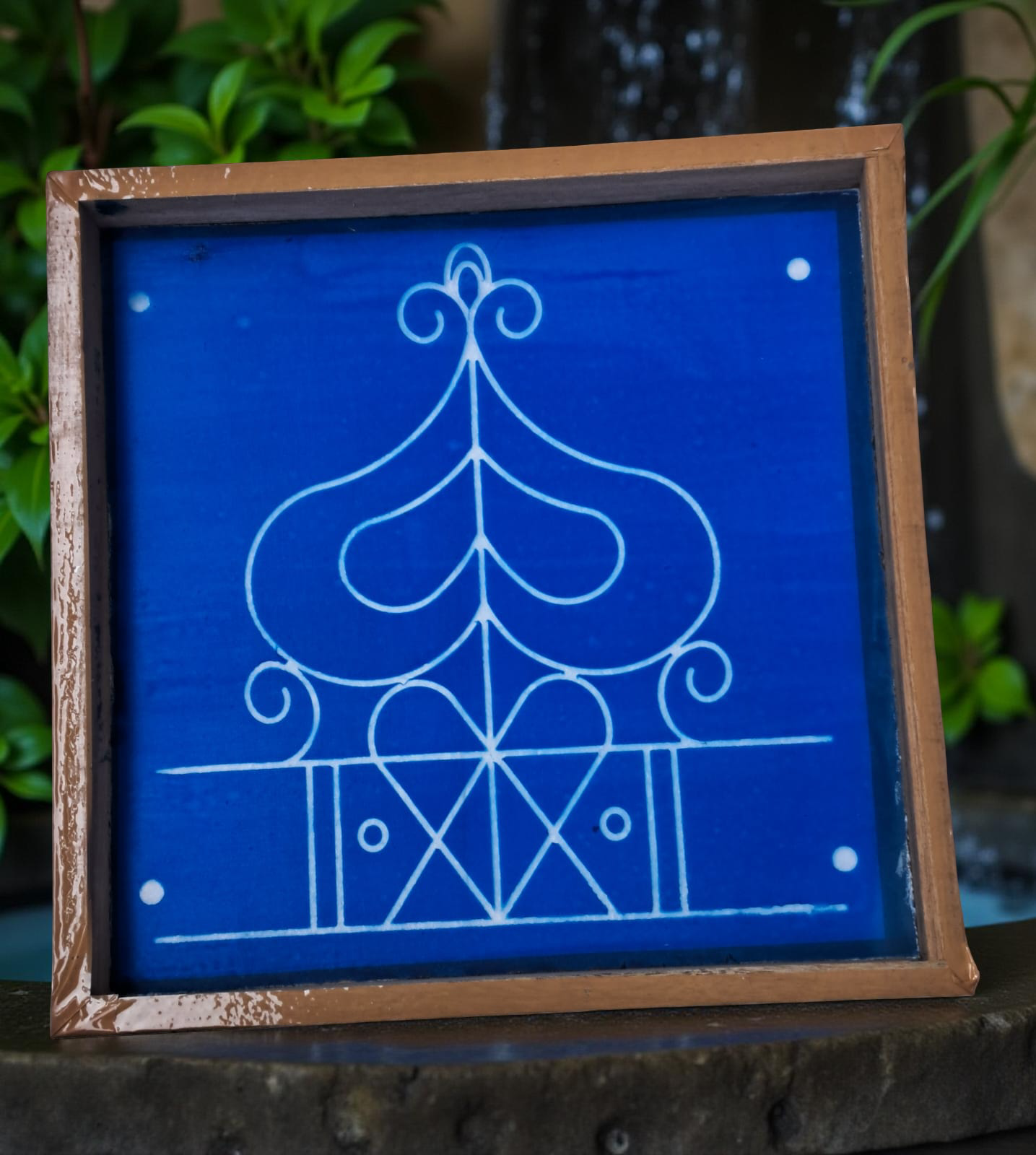 Rangly Ashwatha Mandala Model 3 Yantra Rangoli Stencil Wooden 10x10 Inches Pack of 1 piece