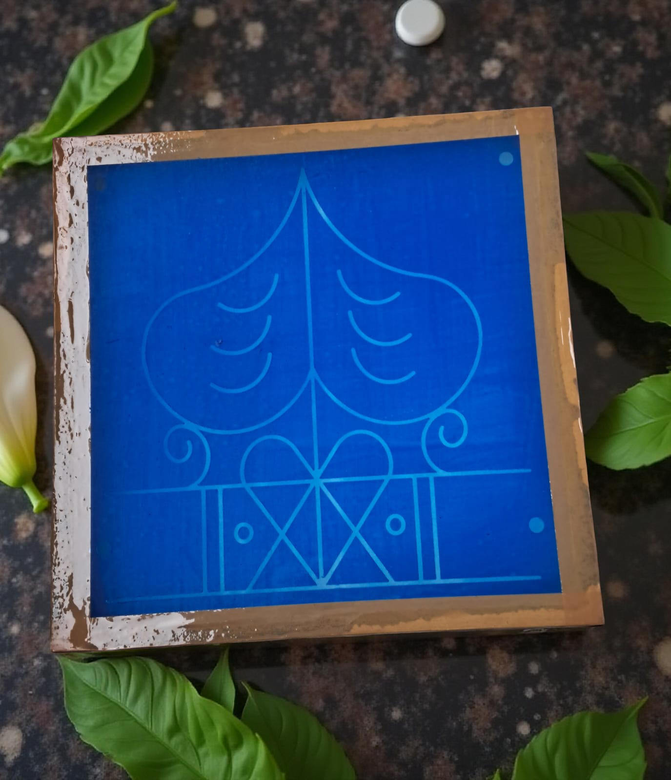 Rangly Ashwatha Mandala Model 4 Yantra Rangoli Stencil Wooden 10x10 Inches Pack of 1 piece