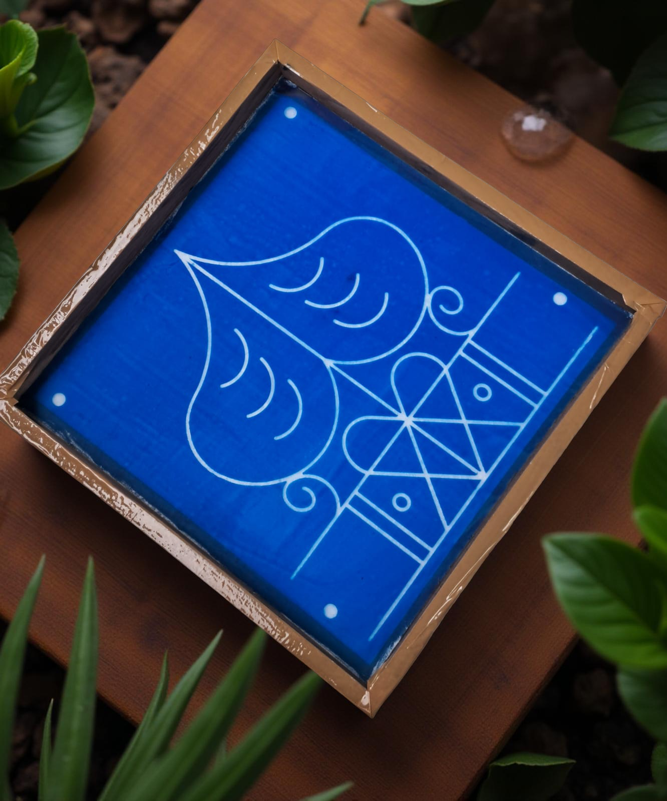 Rangly Ashwatha Mandala Model 4 Yantra Rangoli Stencil Wooden 10x10 Inches Pack of 1 piece