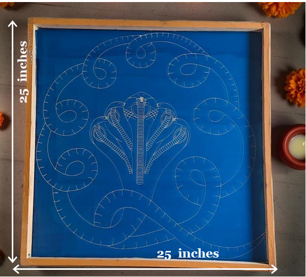 Rangly Jumbo Naga Model 2 Rangoli Stencil Wooden  25x25 Inches  Pack of 1 Piece