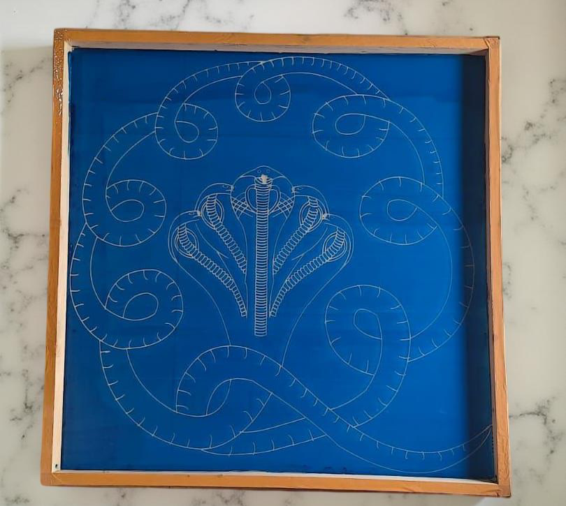 Rangly Jumbo Naga Model 2 Rangoli Stencil Wooden  30x30 Inches  Pack of 1 Piece