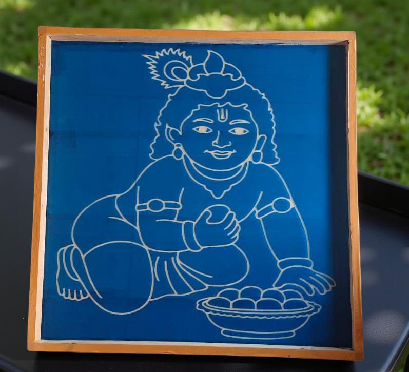 Rangly Jumbo Balakrishna Rangoli Stencil Wooden  25x25 Inches  Pack of 1 Piece