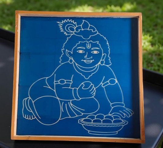 Rangly Jumbo Balakrishna Rangoli Stencil Wooden  25x25 Inches  Pack of 1 Piece