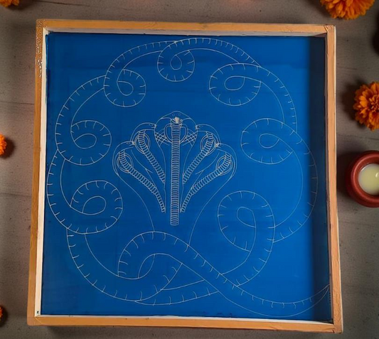 Rangly Jumbo Naga Model 2 Rangoli Stencil Wooden  25x25 Inches  Pack of 1 Piece