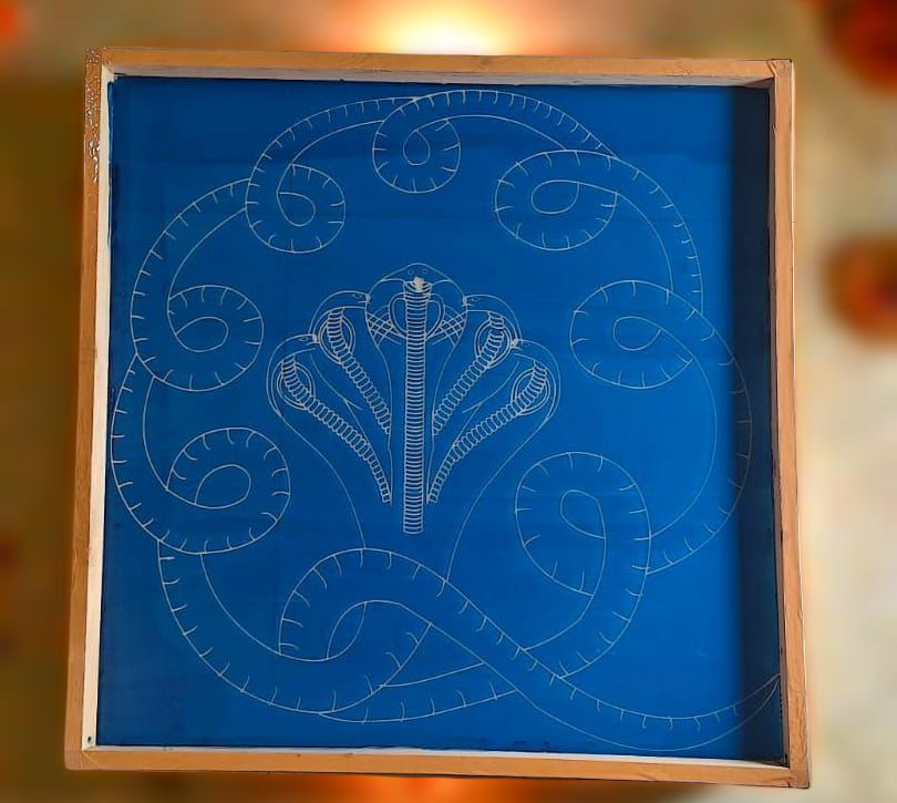 Rangly Jumbo Naga Model 2 Rangoli Stencil Wooden  30x30 Inches  Pack of 1 Piece