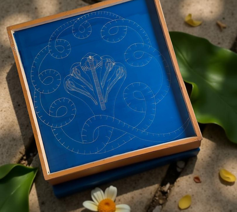 Rangly Jumbo Naga Model 2 Rangoli Stencil Wooden  30x30 Inches  Pack of 1 Piece