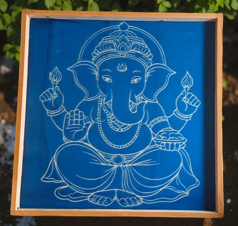 Rangly Jumbo Ganesh  Rangoli Stencil Wooden  25x25 Inches  Pack of 1 Piece