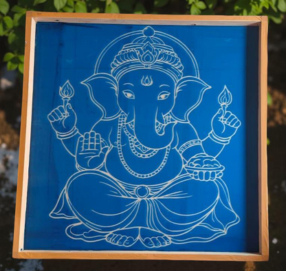 Rangly Jumbo Ganesh  Rangoli Stencil Wooden  25x25 Inches  Pack of 1 Piece