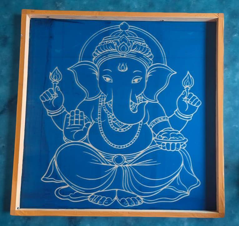 Rangly Jumbo Ganesh  Rangoli Stencil Wooden  25x25 Inches  Pack of 1 Piece
