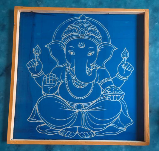 Rangly Jumbo Ganesh  Rangoli Stencil Wooden  25x25 Inches  Pack of 1 Piece