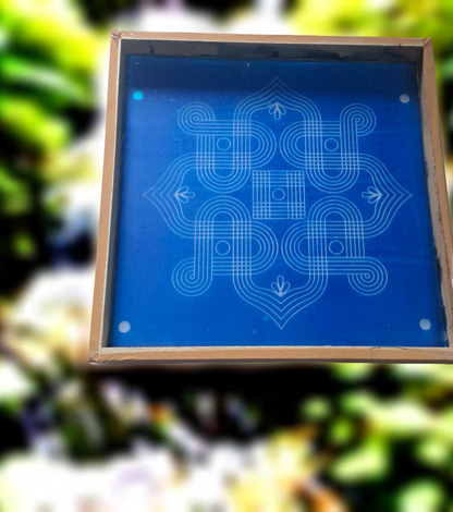 Rangly Kolam Design  Rangoli Stencil Wooden 13x13 Inches Pack of 1 piece