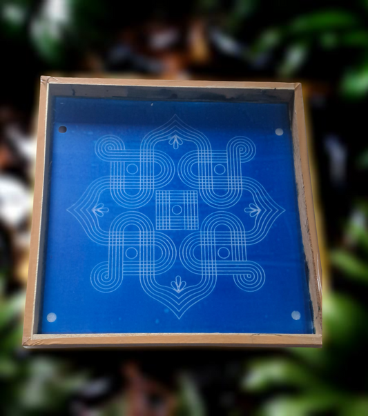 Rangly Kolam Design  Rangoli Stencil Wooden 13x13 Inches Pack of 1 piece