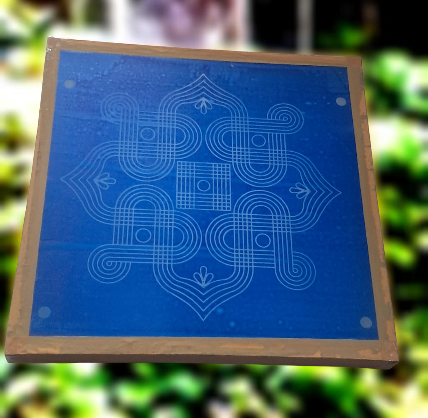 Rangly Kolam Design  Rangoli Stencil Wooden 13x13 Inches Pack of 1 piece