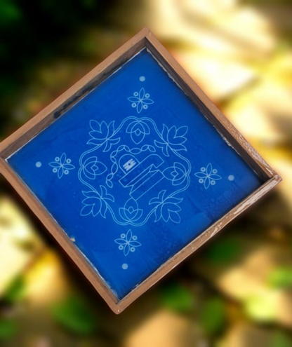 Rangly Shivalingam with flowers  Rangoli Stencil Wooden 10×10 inches Pack of 1 Piece