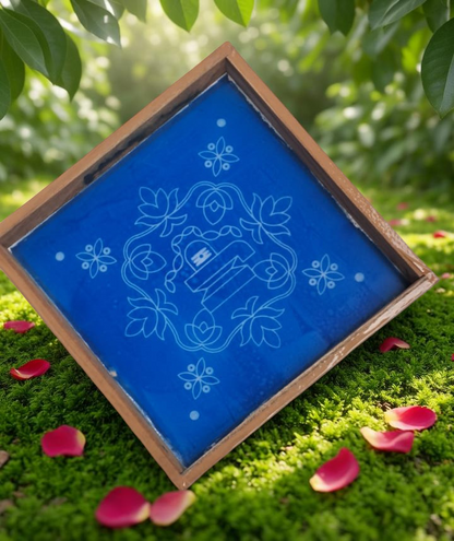 Rangly Shivalingam with flowers  Rangoli Stencil Wooden 10×10 inches Pack of 1 Piece