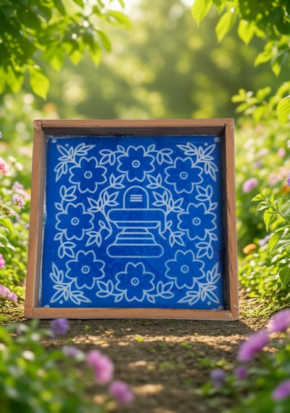 Rangly Shivalingam with flowers Model 2 Rangoli Stencil Wooden 10×10 inches Pack of 1 Piece