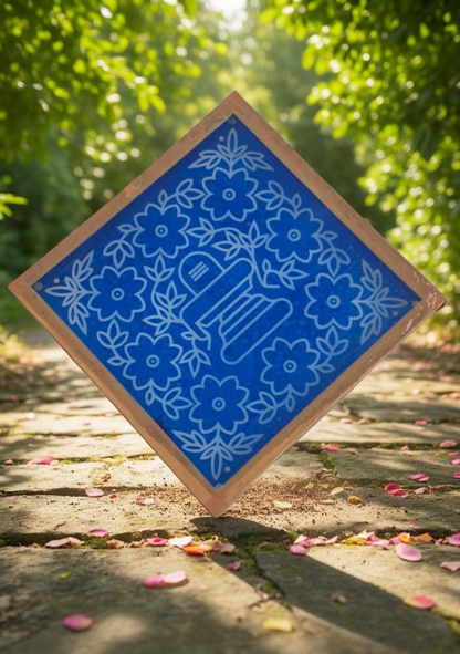 Rangly Shivalingam with flowers Model 2 Rangoli Stencil Wooden 10×10 inches Pack of 1 Piece