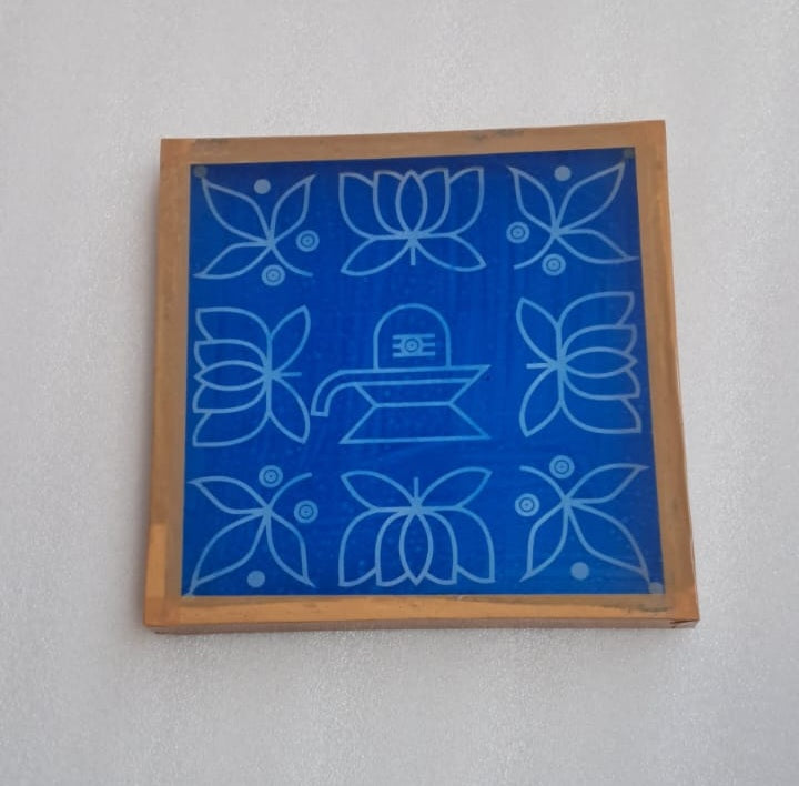 Rangly Shivalingam with flowers Model 5 Rangoli Stencil Wooden 10×10 inches Pack of 1 Piece