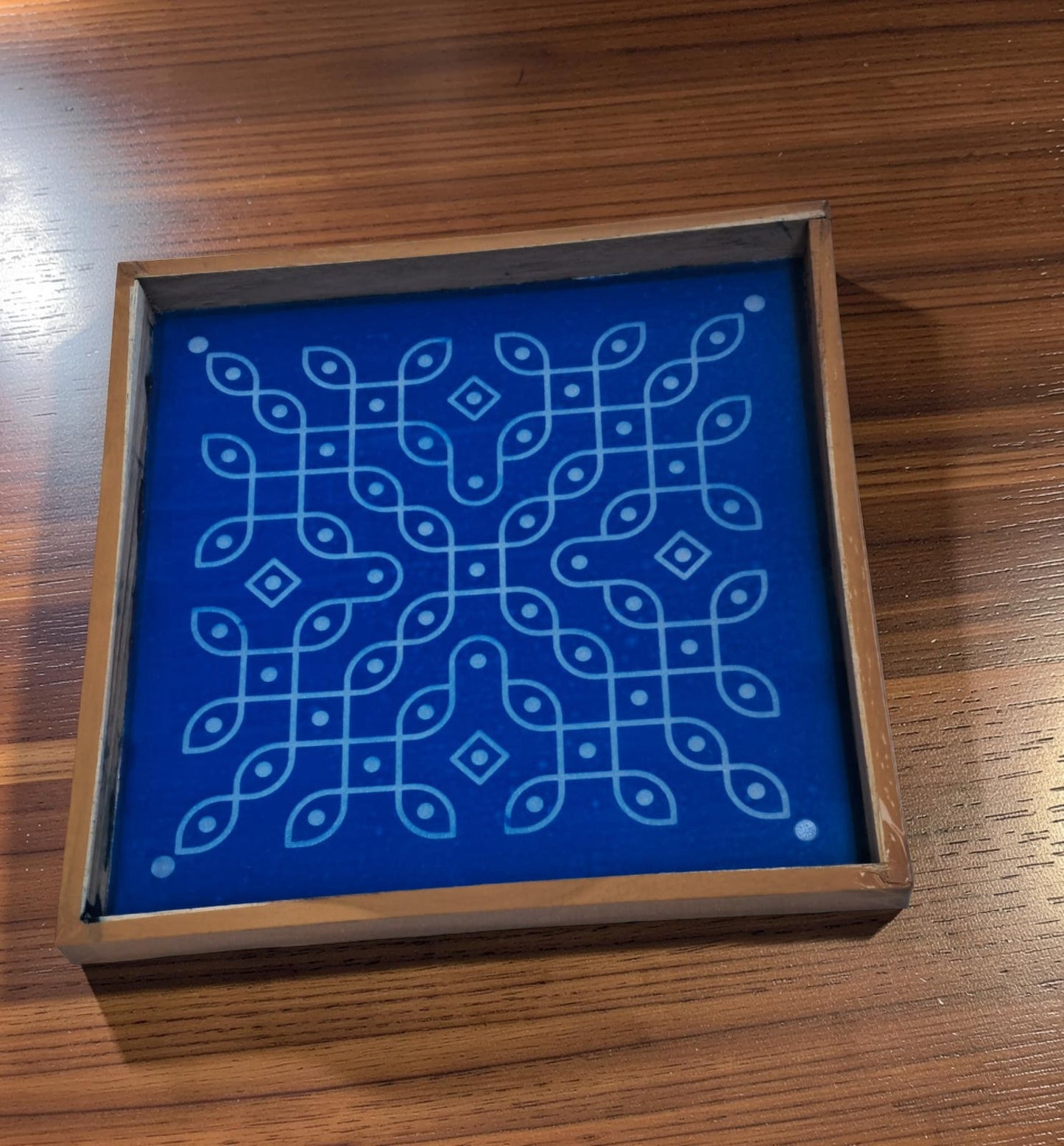 Rangly Kolam Kambi Kolam Rangoli Stencil Wooden 13x13 Inches Pack of 1 piece