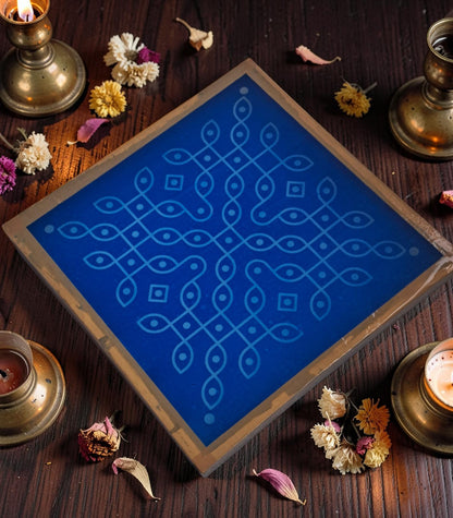 Rangly Kolam Kambi Kolam Rangoli Stencil Wooden 13x13 Inches Pack of 1 piece