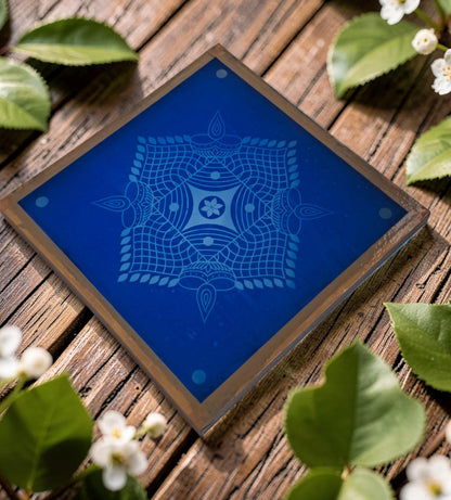 Rangly Padi Kolam  Rangoli Stencil Wooden 13x13 Inches Pack of 1 piece