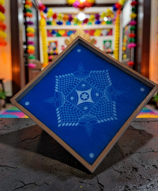 Rangly Padi Kolam  Rangoli Stencil Wooden 13x13 Inches Pack of 1 piece