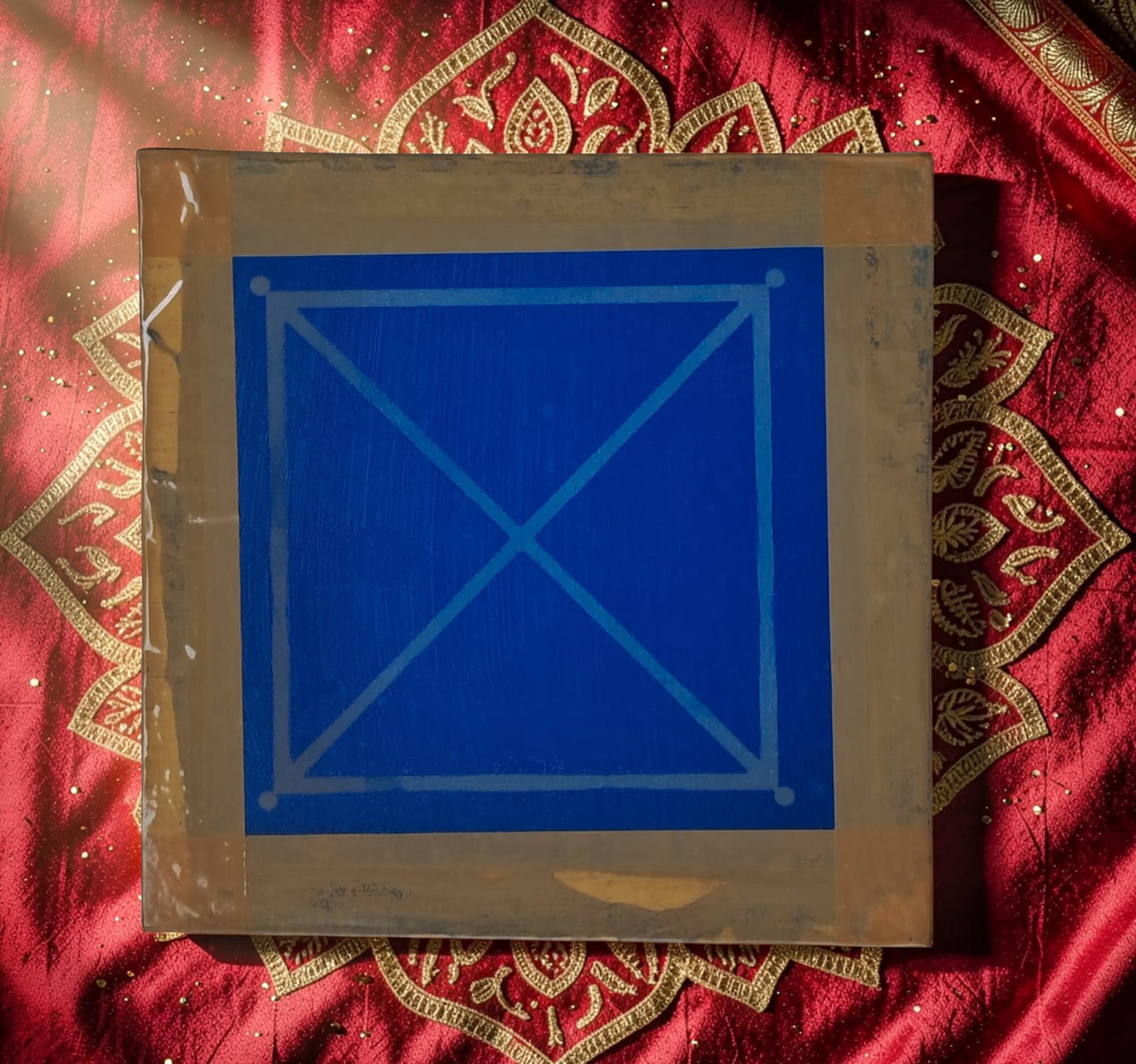 Rangly Swastika Padhmam Design 1 Rangoli Stencil Wooden 13x13 Inches Pack of 1 piece