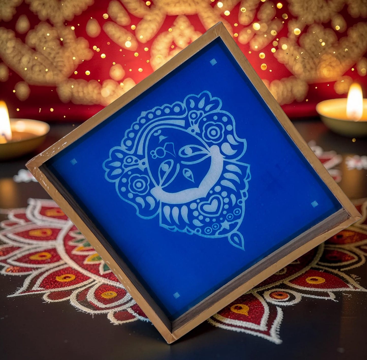 Rangly  Maa Durga Rangoli Design Stencil Wooden 10x10 Inches Pack of 1 piece