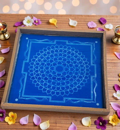 Rangly Haldi Kunku Rangoli Design Stencil Wooden 13x13 Inches Pack of 1 piece