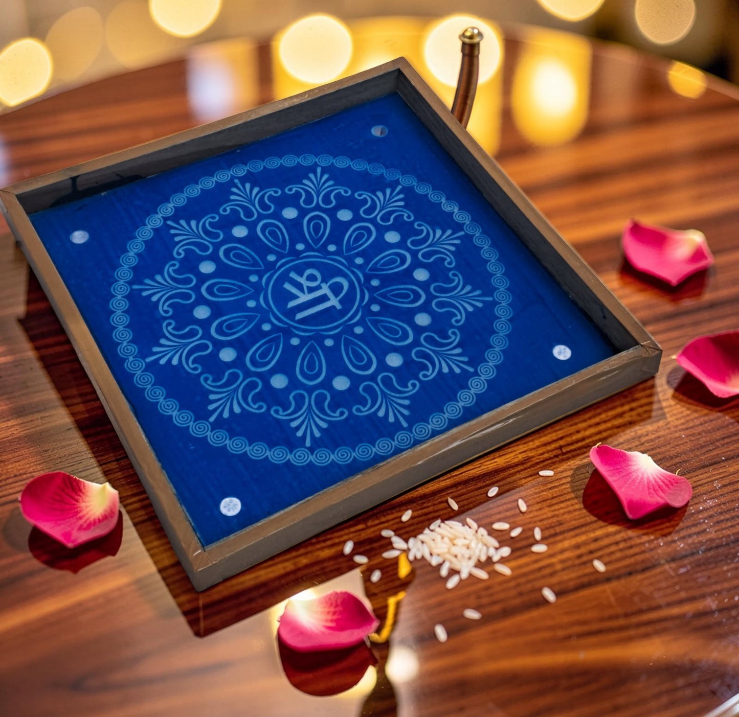 Rangly Shree Mandala  Rangoli Design Stencil Wooden 13x13 Inches Pack of 1 piece